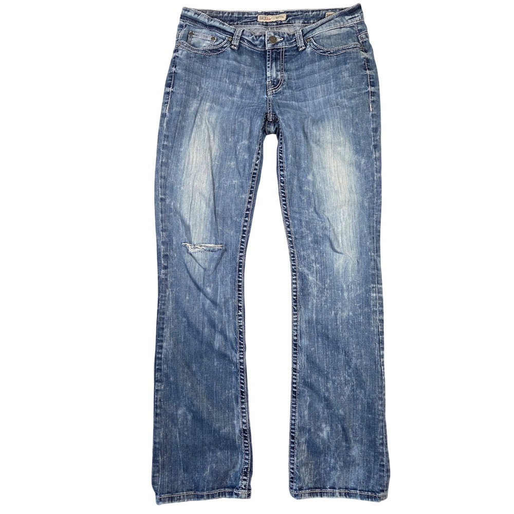 BKE Denim Payton Jeans Womens 30 Bootcut Distressed Western Thick Stitch Cowgirl
